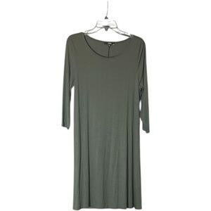 J.B.S. green rayon spandex three-quarter sleeve swing dress Size L